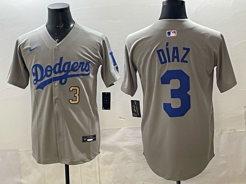 Men 2026 Los Angeles Dodgers #3 Diaz Grey Game Nike MLB Jersey style 009->los angeles dodgers->MLB Jersey